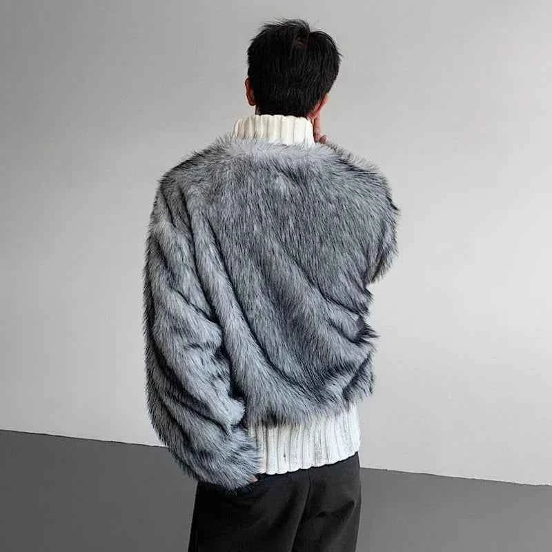 Luxury Faux Fur Patchwork Turtleneck Sweater