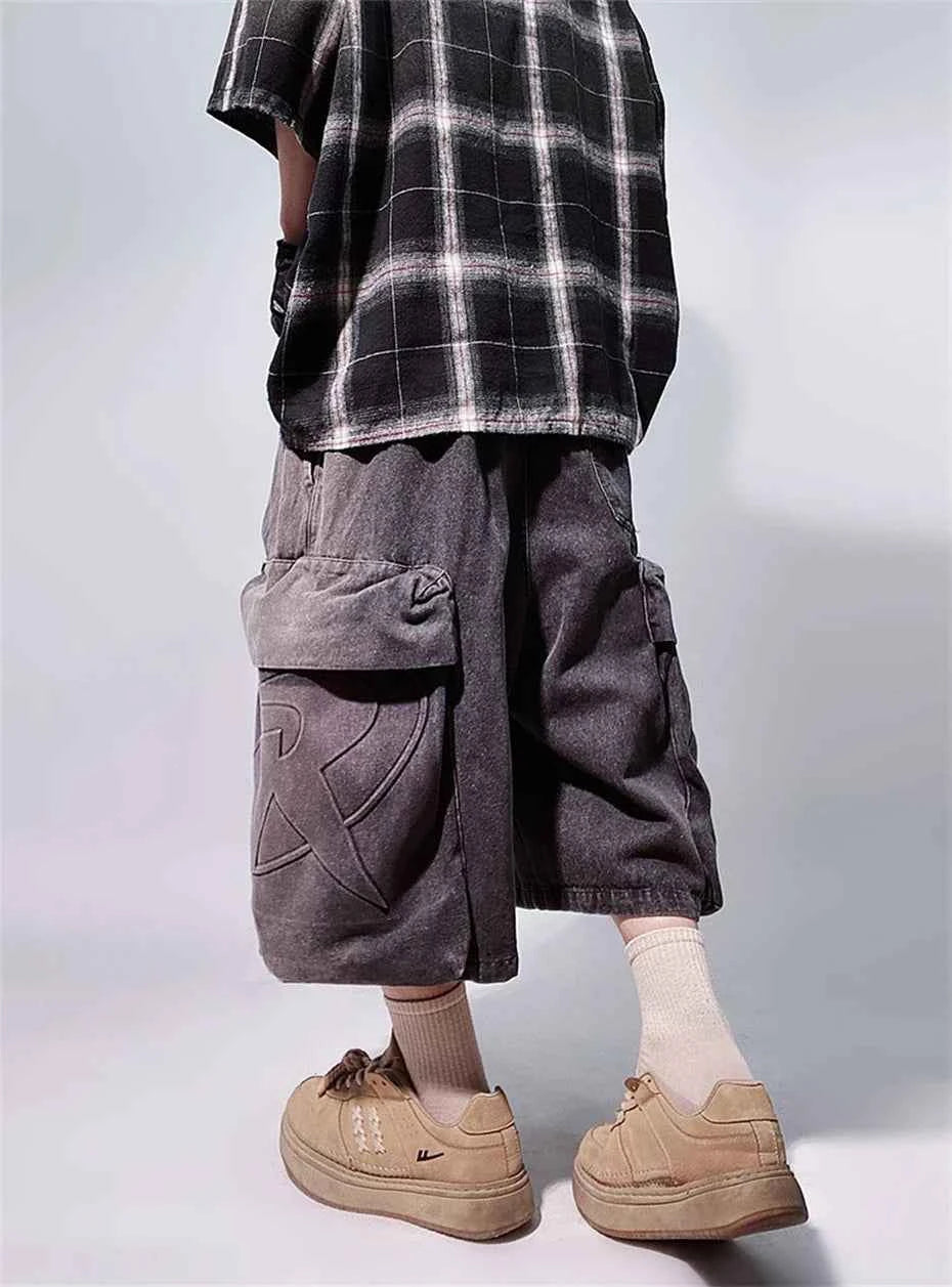 Retro Hip Hop Wide Leg Denim Jorts