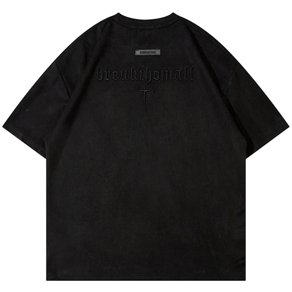 Suede Oversized Streetwear Tshirts