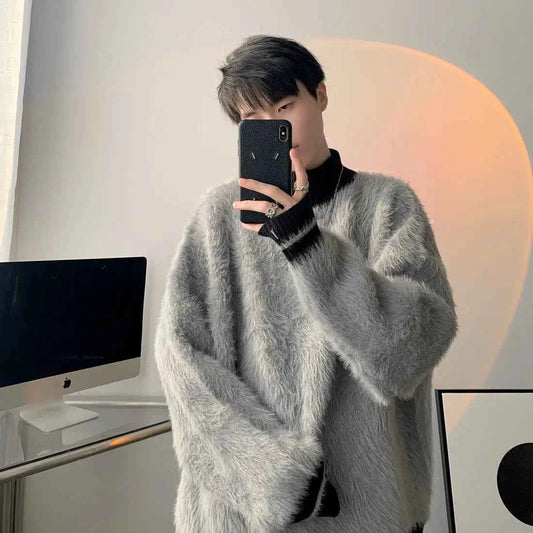 Korean Style Casual Turtle Neck Fur Sweater