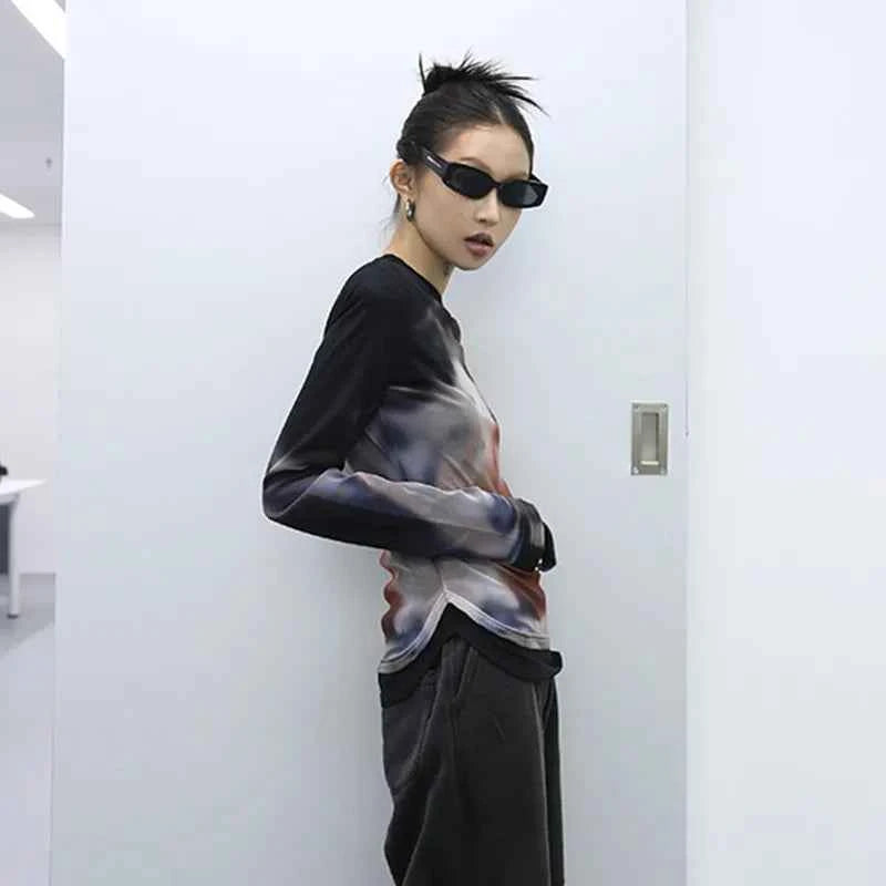 Bold Cyber Mesh Grunge Tie-Dye T-Shirt