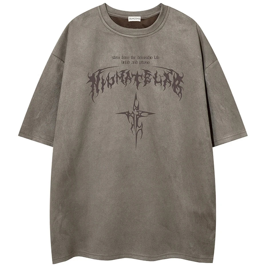 Streetwear Oversized Suede T-Shirt