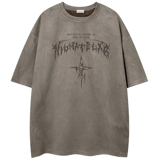 Streetwear Oversized Suede T-Shirt