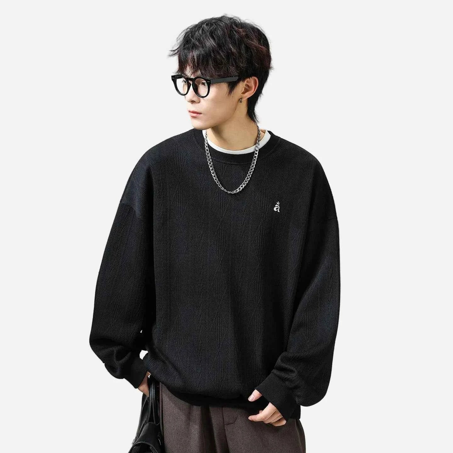 Embroidery Color Block Letter crewneck Sweatshirt