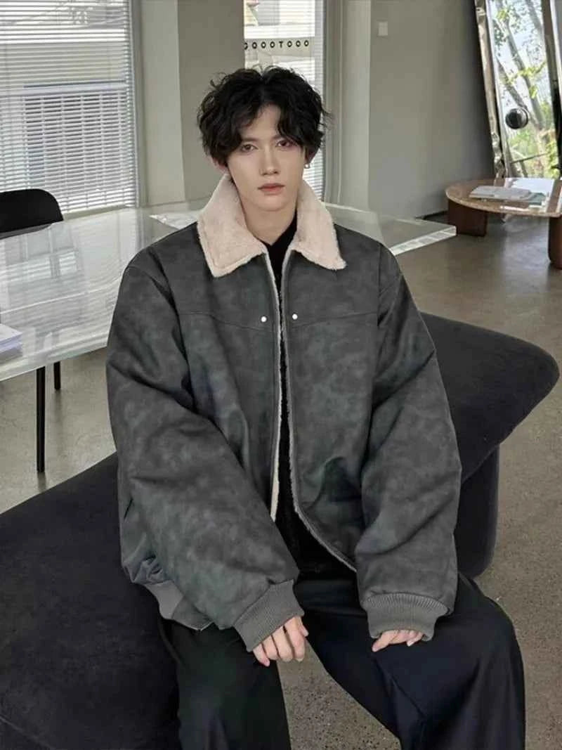 Thickened Fleece Motorcycle Leather Fur Jacket