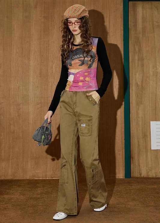 Chic American Workwear Flared High Jeans