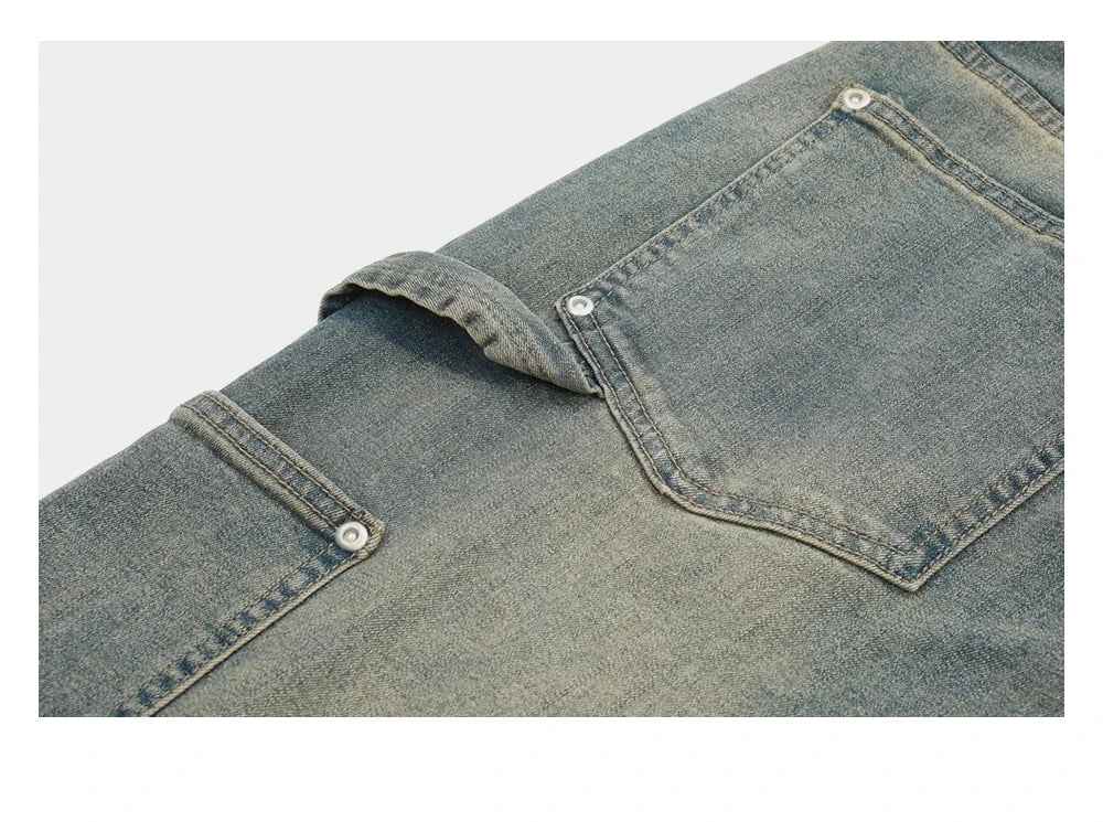 Retro Loose Fit Distressed Denim Straight Leg Jeans