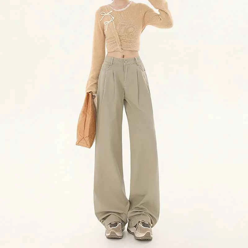 Women Retro High Waist Wide Leg Denim Jeans