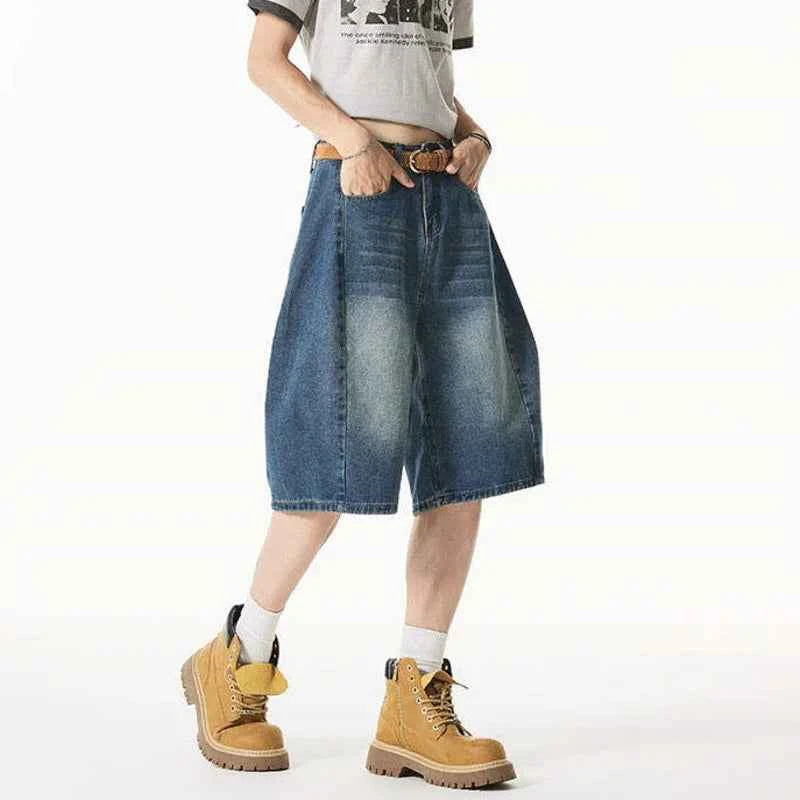 Gradient Washed Loose Casual Denim Short