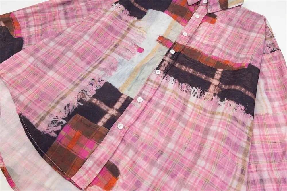 Plaid Autumn Loose Lapel Long Sleeve Shirt