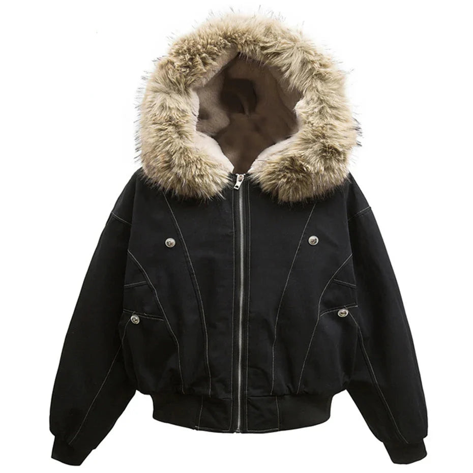 Fur Collar Parka Fleece Jacket