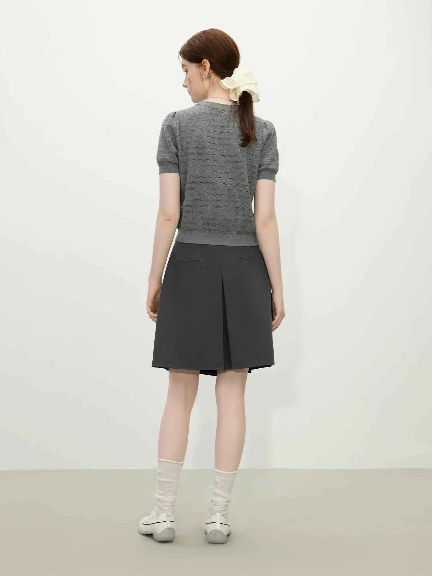 Women Hip Hop Versatile Hollow Texture Knitted T-Shirt