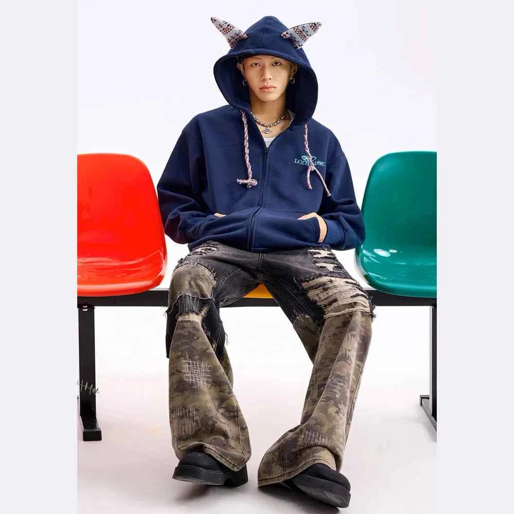 Cute Loose Cat Ear Casual Hooded Sweatshirt