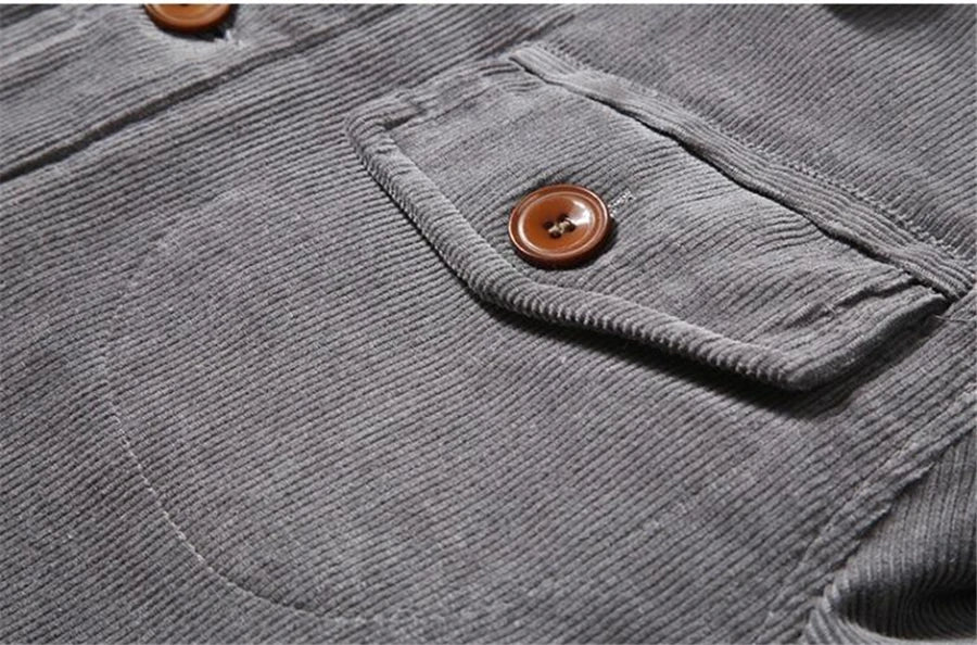 Corduroy Button Up Fleece Jacket