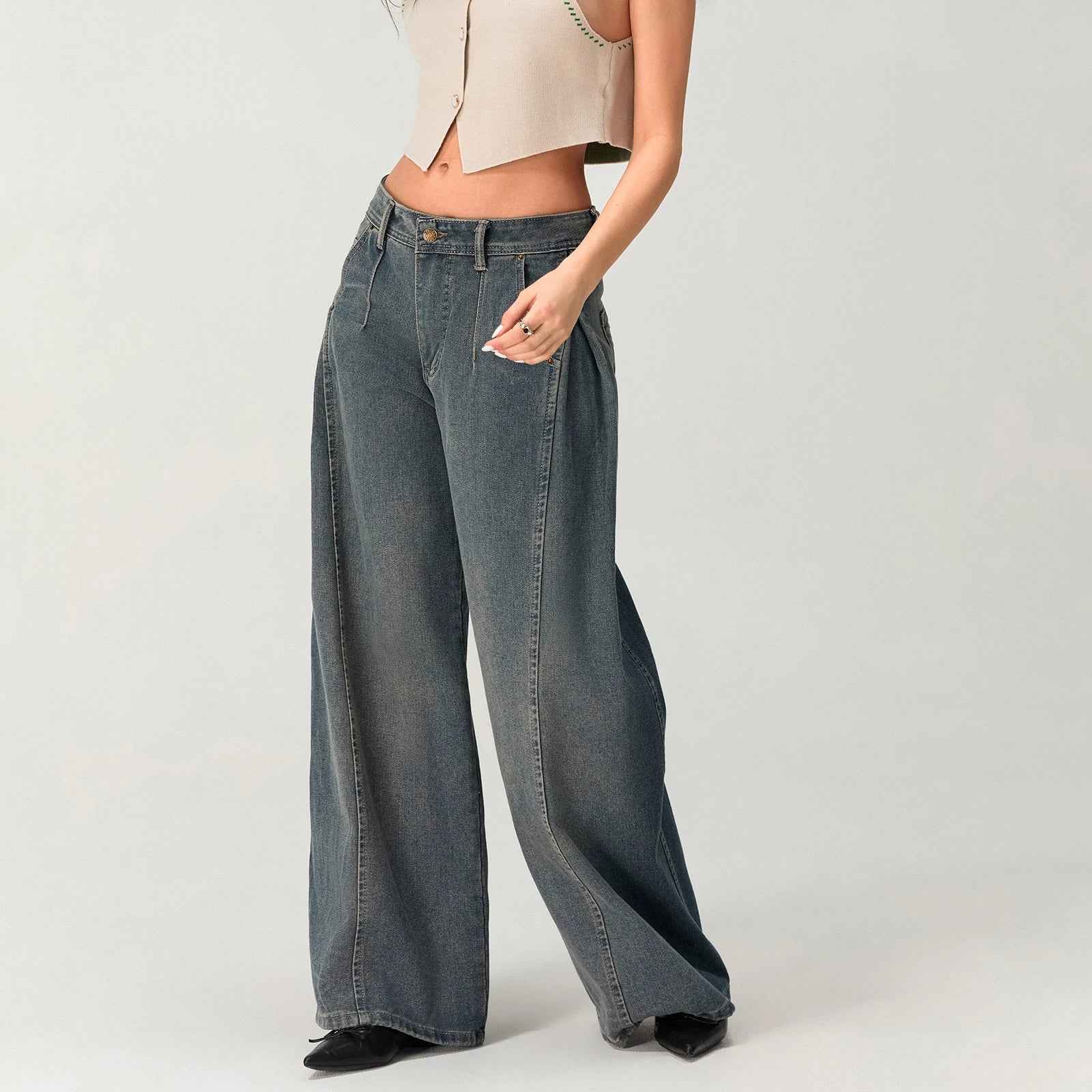 Retro Vintage Washed Denim Jeans