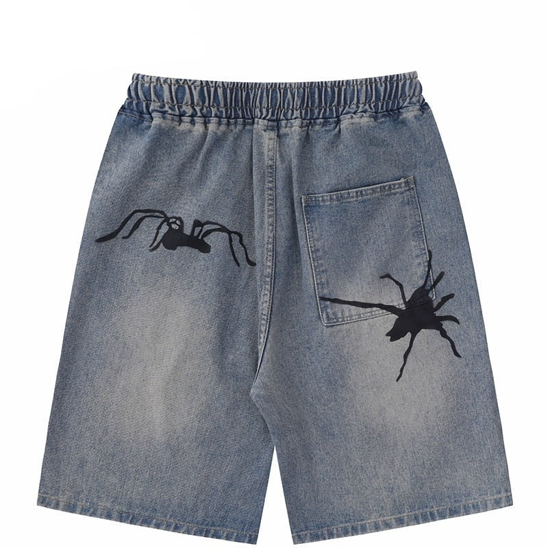 Tarantula Spider Graphic Denim Shorts