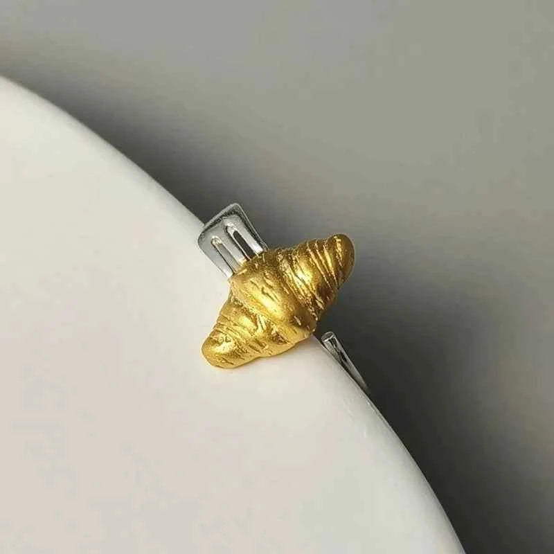 Original 925 Sterling Silver Irregular Croissant Ring