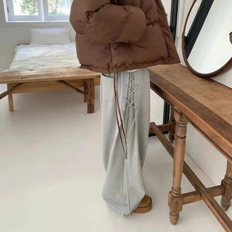 Lace-Up Eyelet Drawstring Sweatpants