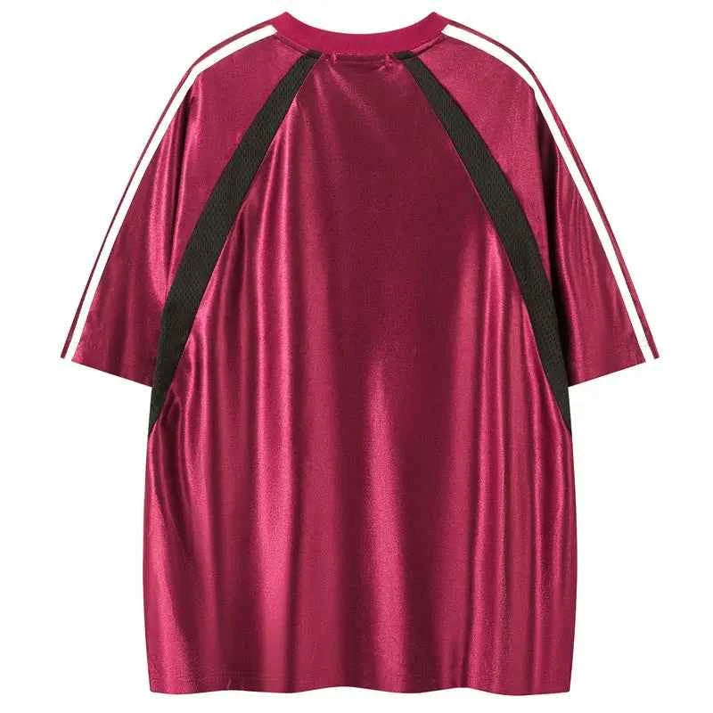 Streetwear Graphic Patchwork Mesh Jersey Sport T-Shirt
