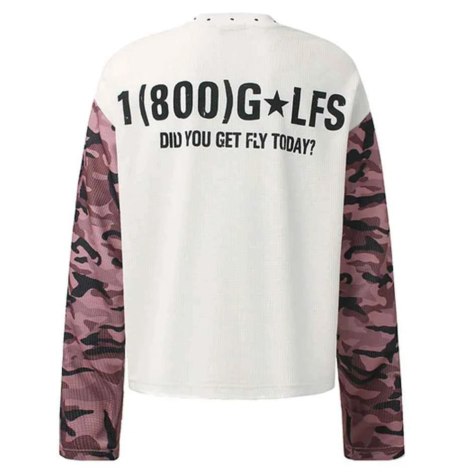 Unique Camouflage Patchwork Long Sleeve T-Shirt