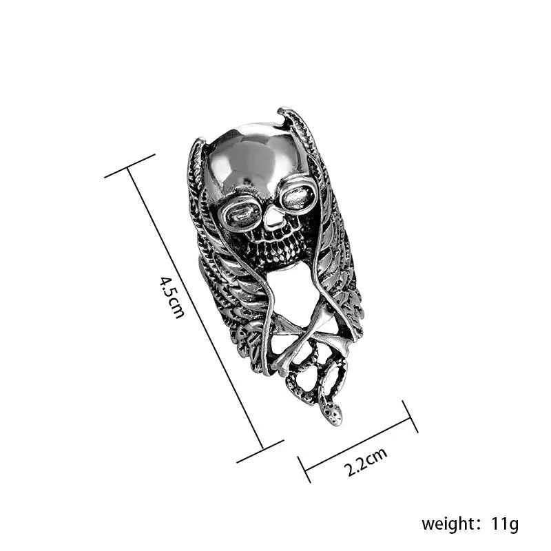 Gothic Retro Skull Wings Knuckle Ring