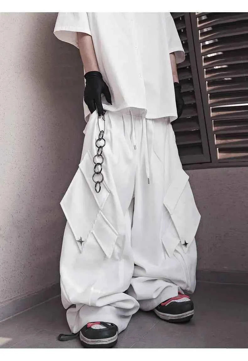 Distressed Detail Elastic Waist Cargo Pants
