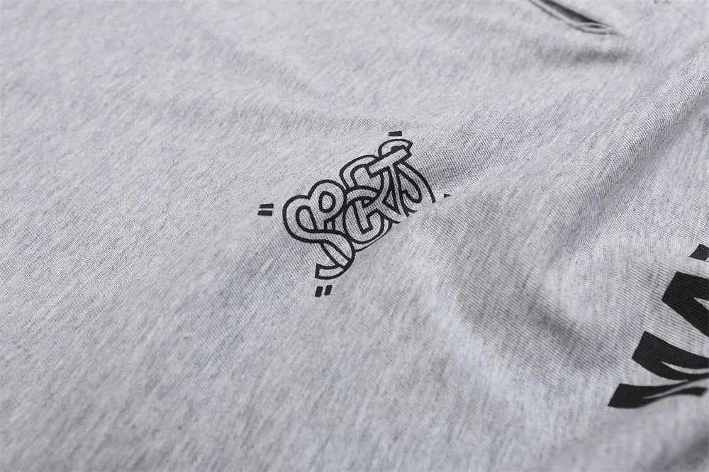 Casual Loose Fit Fake Two-Piece Letter Print Polo T-Shirt