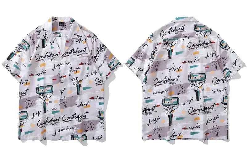 Unique Graffiti Flexible Short Sleeve Beach Shirt