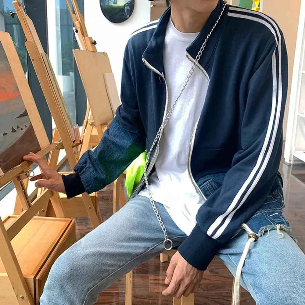 Luxury Striped Tassel Casual Denim Jacket