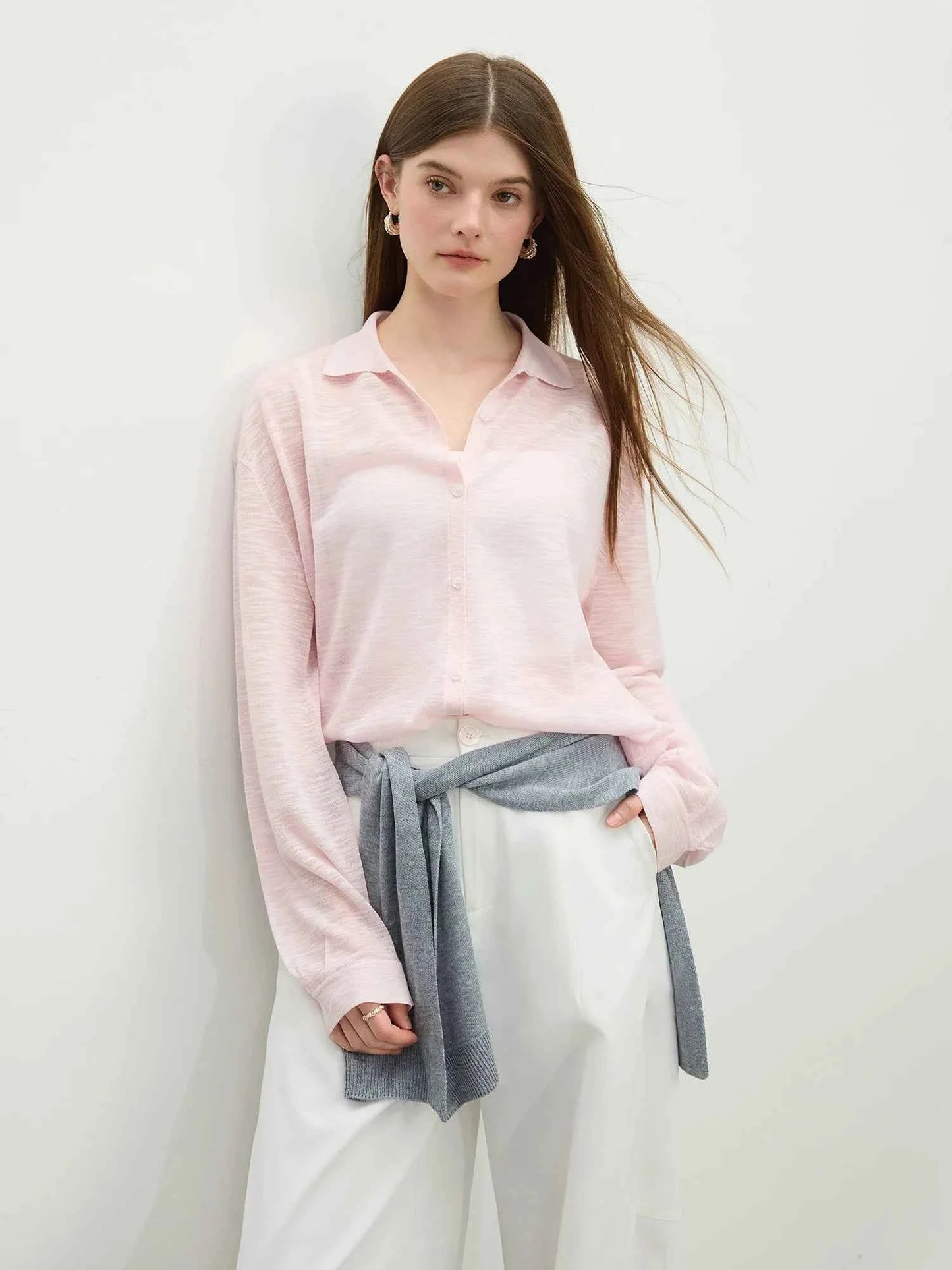 Women Classic Retro Soft Bamboo Linen Knitted Cardigan