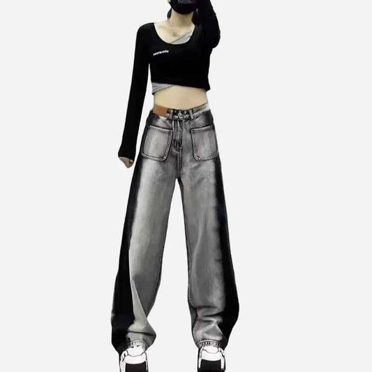 Autumn Korean Style Large Retro Baggy Jeans