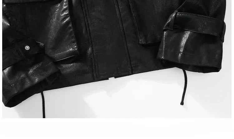Streetwear High Collar Motorcycle Leather Jacket