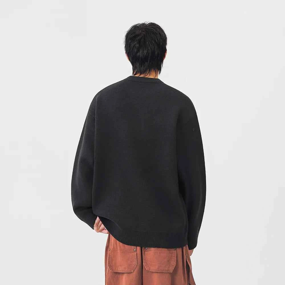 Abstract Unicorn Pattern Knitted Crew Neck Sweater