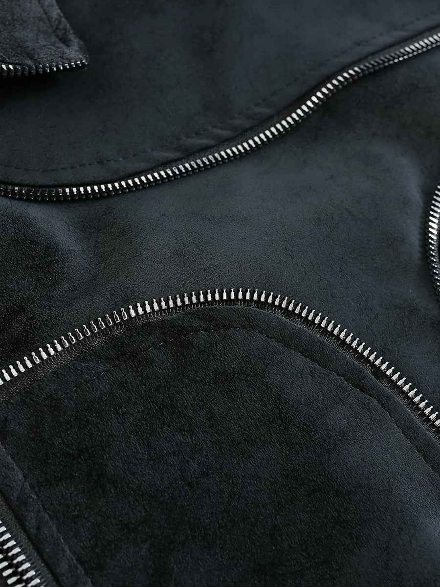 Handsome Deconstructed Tie Dye Zipper Leather Jacket