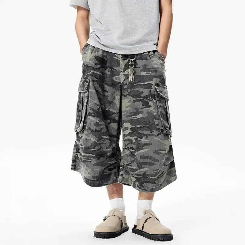 Durable Camouflage Workwear Shorts Loose Wide Leg Jorts