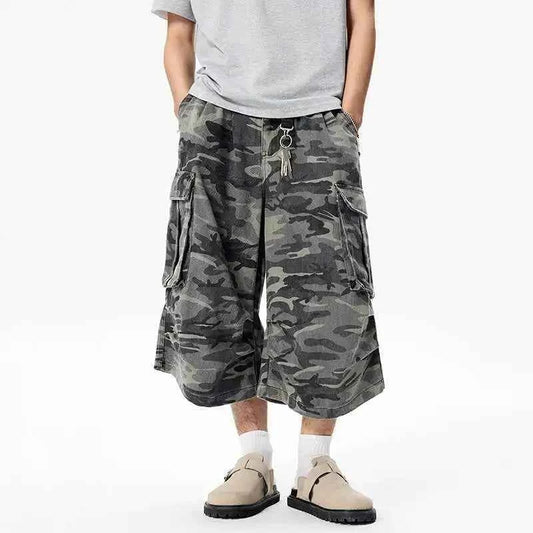 Durable Camouflage Workwear Shorts Loose Wide Leg Jorts