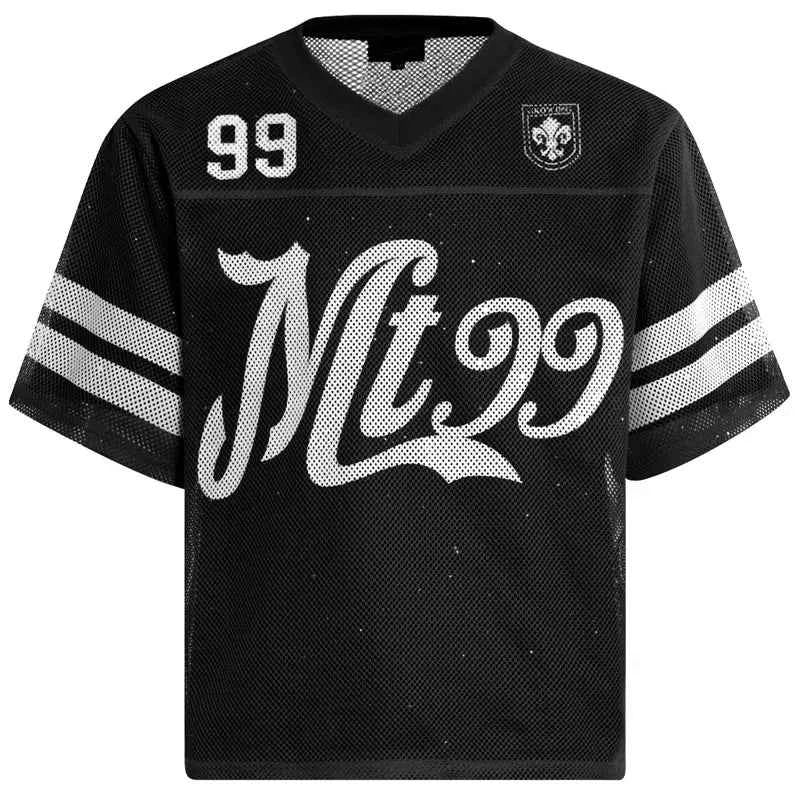 Trendy Y2K Mesh Sequin Graphic Printed Sport T-Shirt
