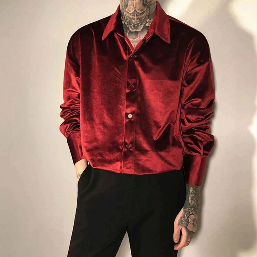 Red Velvet French Solid Color Shirt