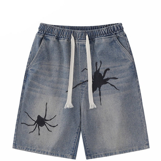 Tarantula Spider Graphic Denim Shorts