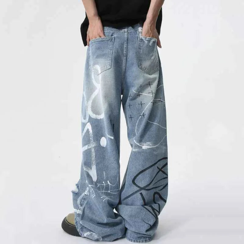 High Street Niche Graffiti Denim Jeans