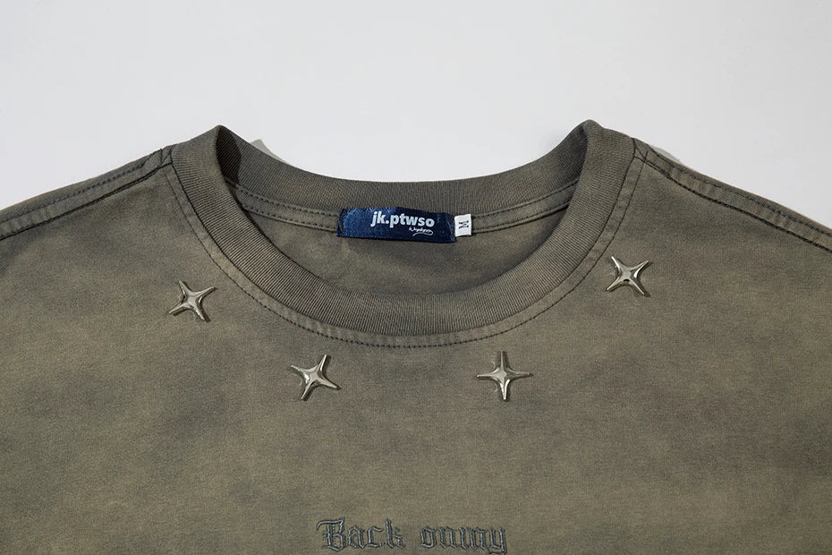 Tie-Die Metal Star Ripped T-Shirt