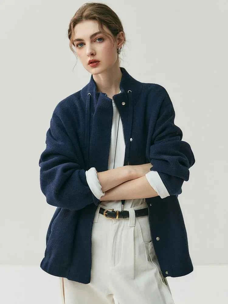 Lightweight Mock Neck Thick Zipper Cardigan