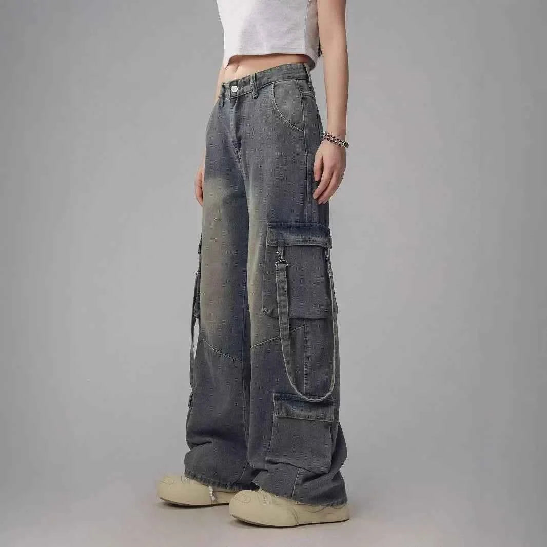 Vintage Cool Distressed Loose Fit Cargo Jeans