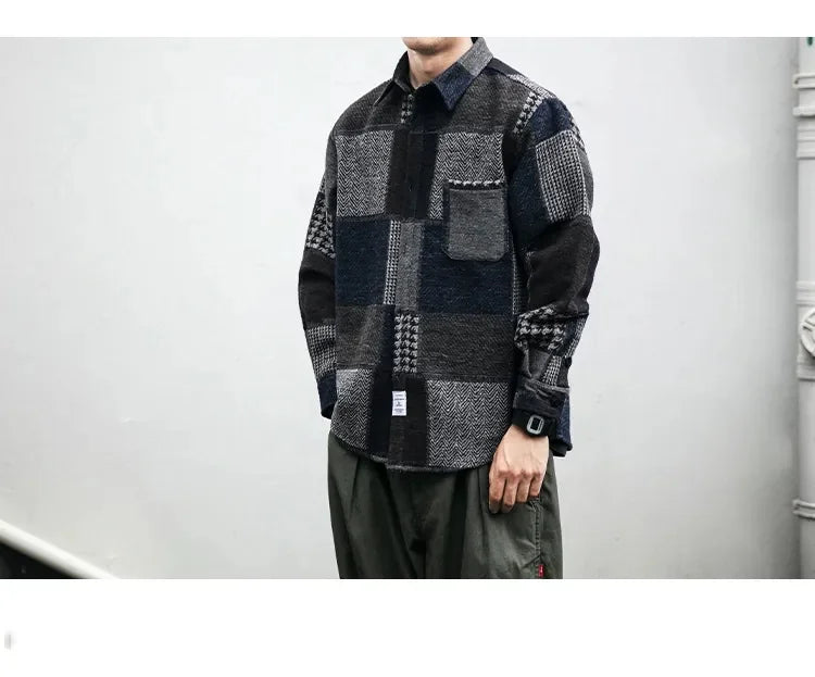 Retro Dark Color Plaid Shirt