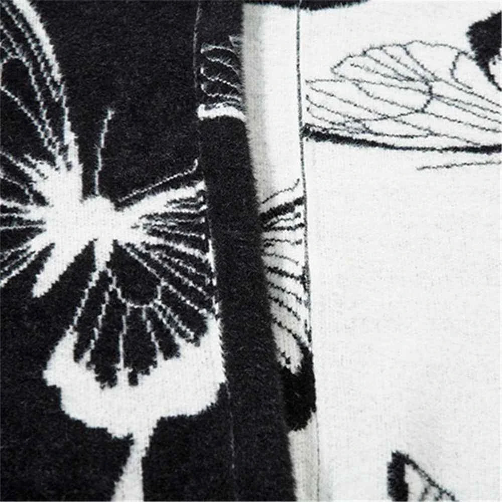 Plush Butterfly Graphic Cool Knitwear Cardigan
