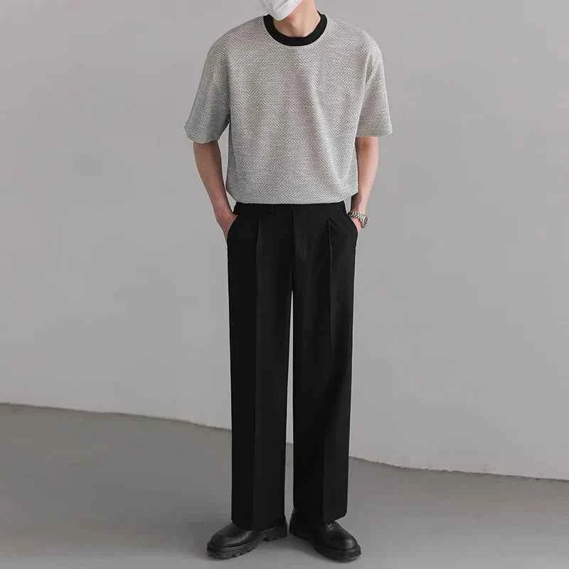 Casual Luxury Korean Style Textured O-Neck T-Shirt