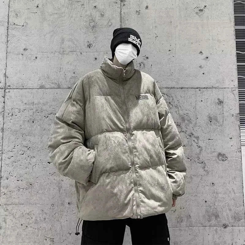 Retro Oversized Suede Parkas Puffer Jacket