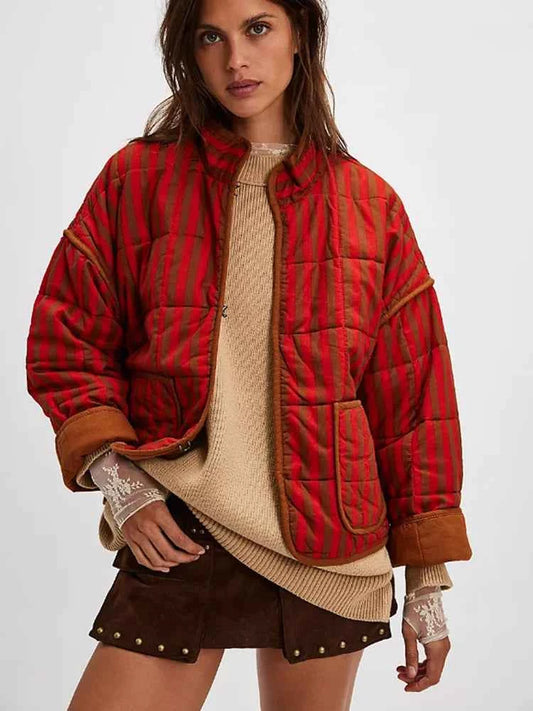 Red Chic Floral Padded Jacket