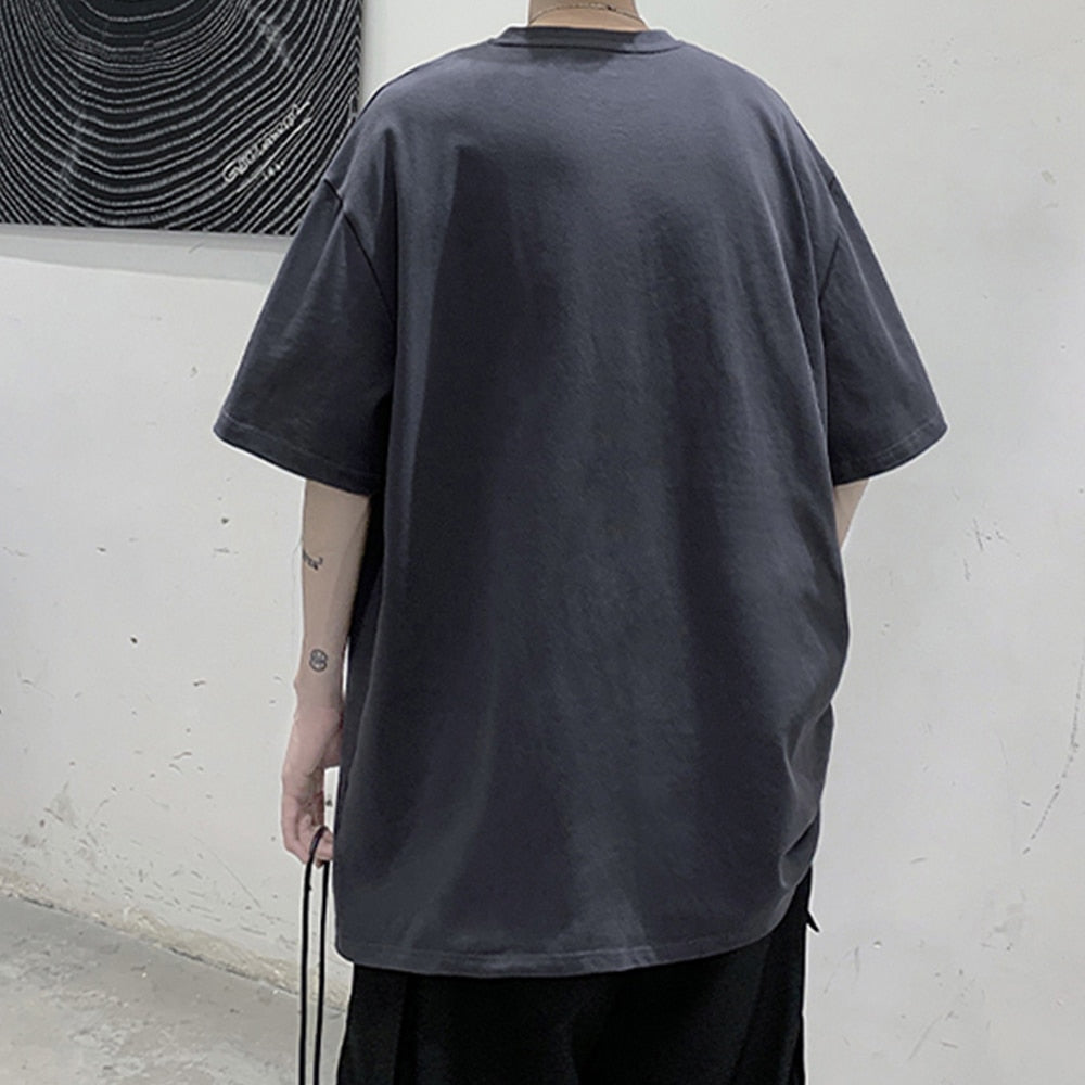 Loose Round Neck Plain T-Shirt
