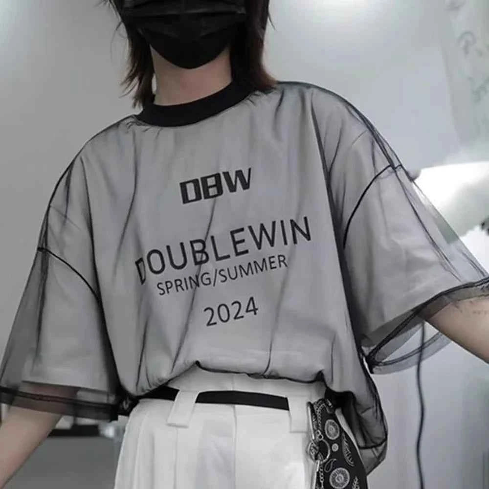 Investment Piece Mesh Design Short Sleeve T-Shirt